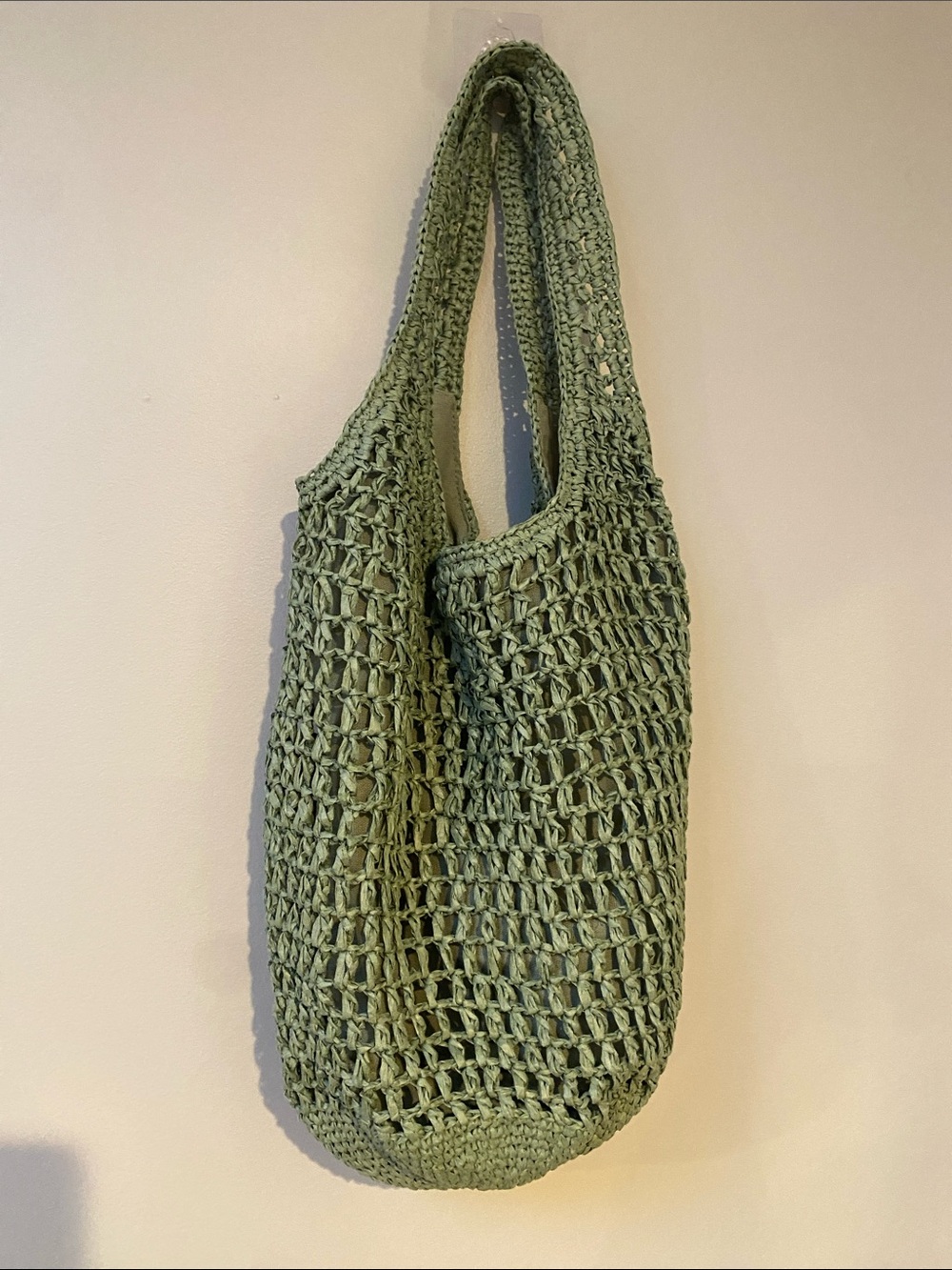 Haute Hippie Woven Crochet Shoulder Bag in Sage Green